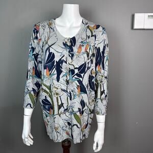 GRACE elements Bloomingdales cardigan sweater 2X floral gray orchid comfy